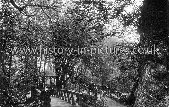 Bridges & Bandstand on the Island, Lloyd Park, Walthamstow, London. c.1912.
